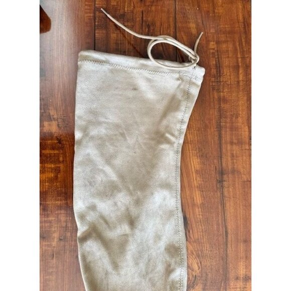 Lulu's Taupe Over-The-Knee Medieval Heeled Boots Side Zipper & Tie Closures 8.5 - Picture 6 of 9